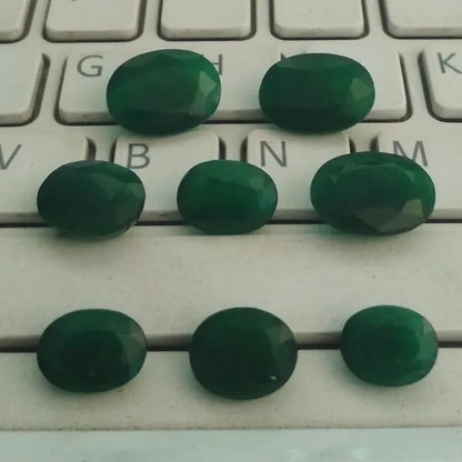 NATURAL GREEN EMERALD CUT FACETED OVAL SHAPE LOOSE GEMSTONES