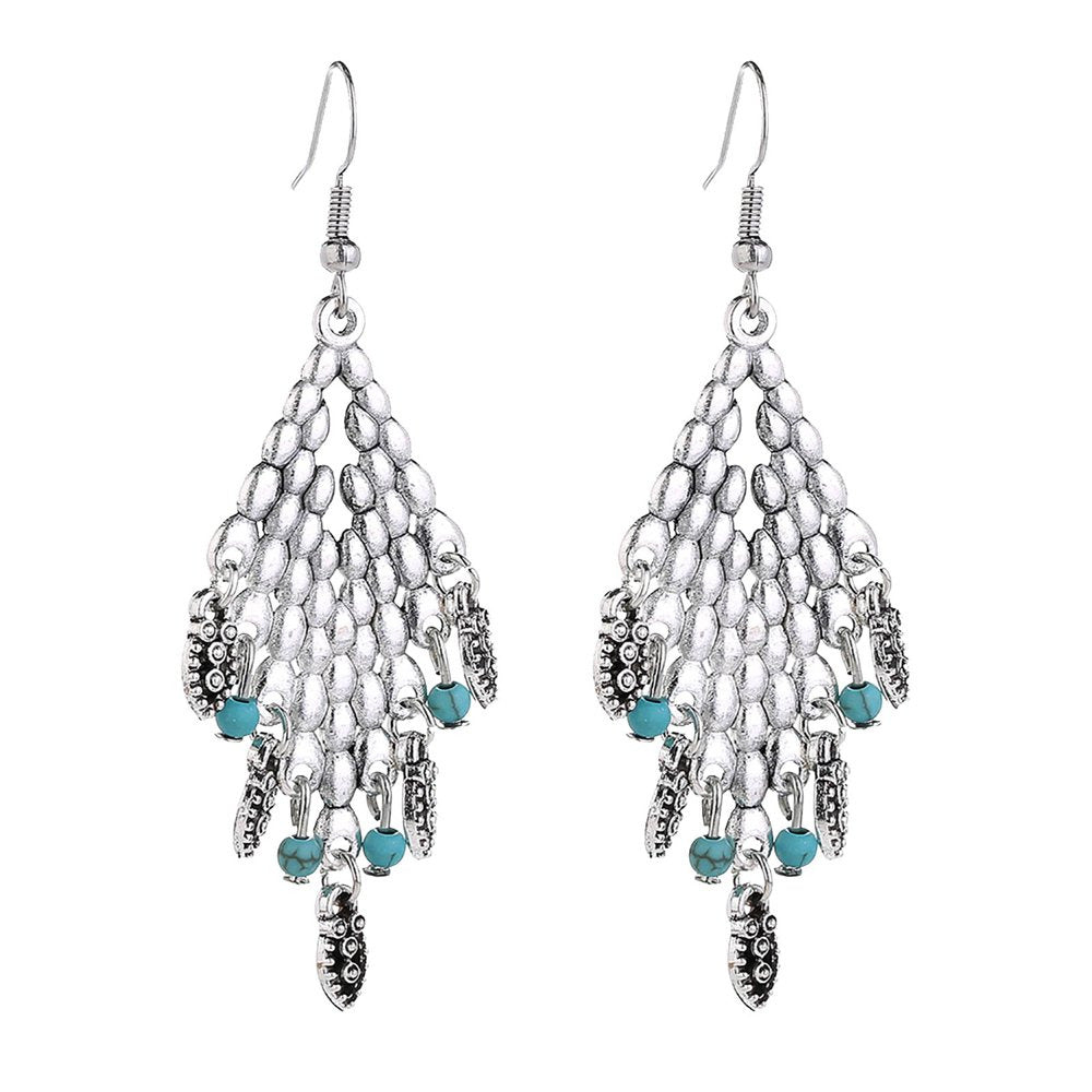 Large Gold Earrings Bohemian Retro Diamond Drop-Shaped Earrings Earrings Pendant