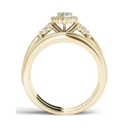 6 Styles Exquisite Women Ladies 18K Gold Natural White Sapphire Diamond Ring Set