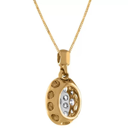 0.23 CT. T.W. Composite Diamond Oval Shape Bezel Pendant in 14K Gold