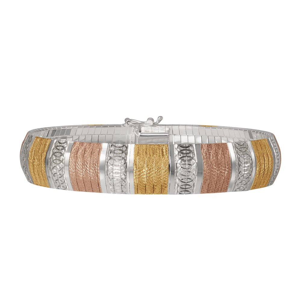 Brilliance Omega Flex Bangle Gold over Sterling Silver Bracelet, 7.5"