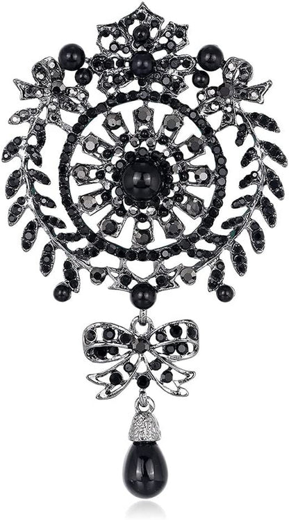 Brooches European and American Creative Personality Diamond-Studded Pearl Flower