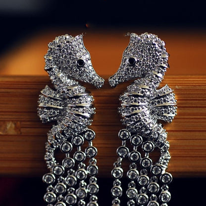 Xindale'S New Super Flash Crystal Earrings Long Retro Tassel Earrings
