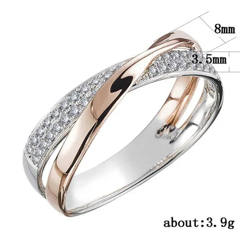 Delysia Kingladies Fashion White Sapphire Ring Cross Rose Gold Ring Ladies Valen