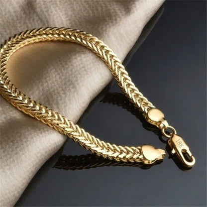 1/2/3Pcs 18K Solid Yellow Gold Bracelet Chain for Men Jewelry Women Jewelry 205M