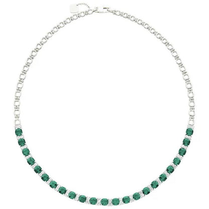 21 CT. T.W. Lab Emerald and Lab White Sapphire Necklace in Sterling Silver