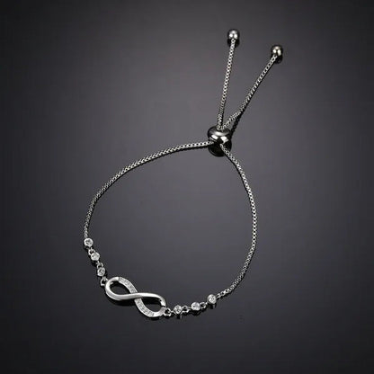 New Arrival 925 Sterling Silver Charm Bracelet Jewelry Infinity Eight Crystal Di