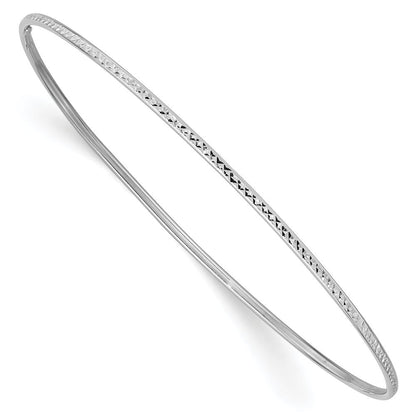 14K White Gold Diamond Cut Slip-On 1.5Mm Bangle Bracelet, 8"