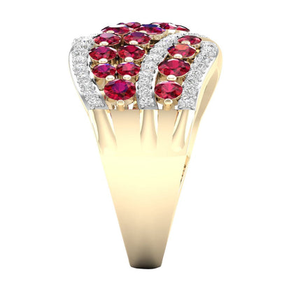 Imperial Gemstone 10K Yellow Gold Ruby 1/4 CT TW Diamond Women'S Fashion Ring