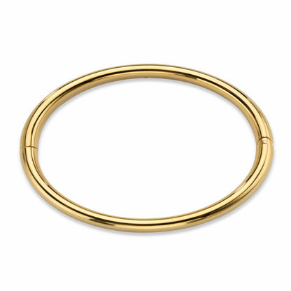 Polished 14K Ultra-Lightweight Nano Diamond Resin Filled Hinged Bangle Bracelet