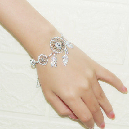 S925 Sterling Silver Women'S Diamond Set Dream Catcher Bracelet