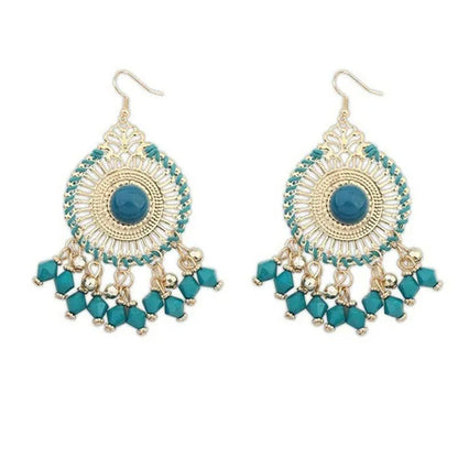 Tassel Wedding Flower Disc Dangle Drop Earrings Fashion Statement Jewelry Ethnic
