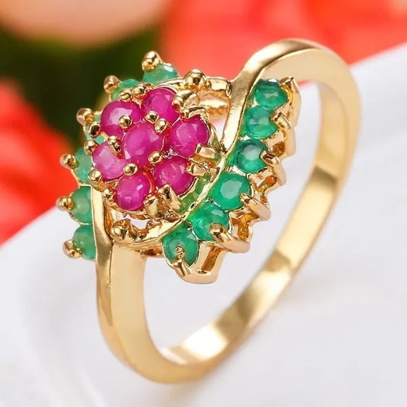 Jewelry Wedding Ring for Women Emerald Ruby Engagement Diamond Ring