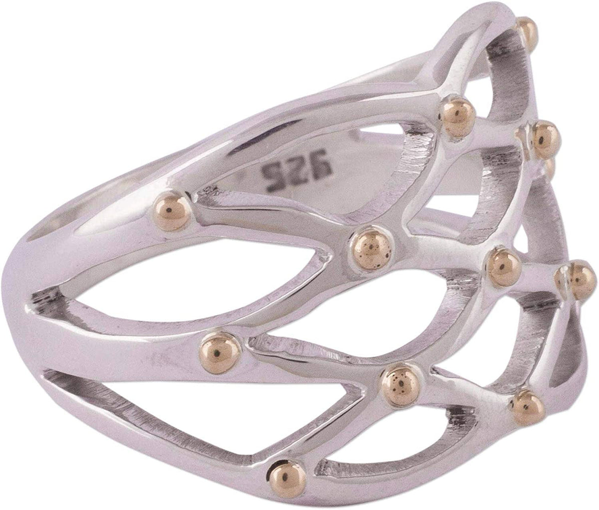 18K Gold Plated .925 Sterling Silver Cocktail Ring, Webbed Love'
