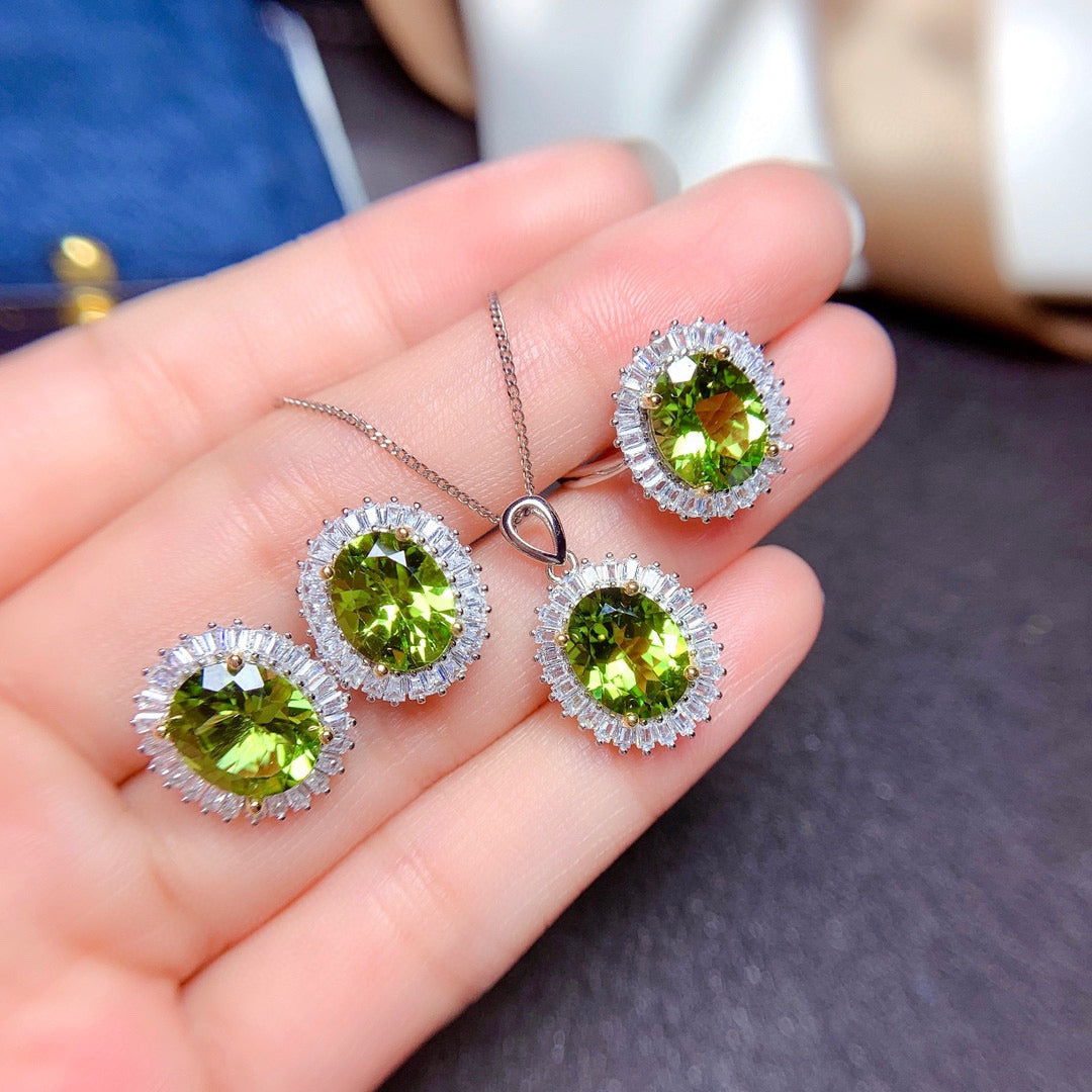 Natural Peridot Ring Peridot Necklace Pendant Peridot Earrings