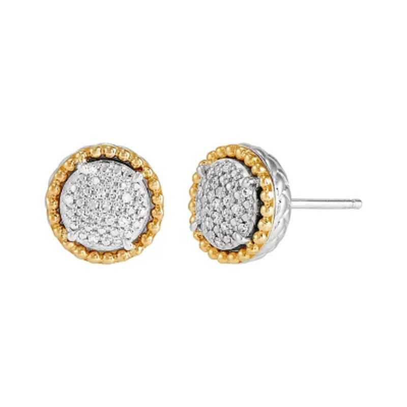 0.20 CT. T.W. Diamond Halo Pendant and Earring Set in Sterling Silver and 14K Ye