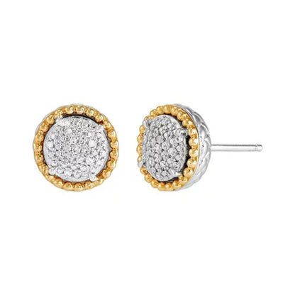 0.20 CT. T.W. Diamond Halo Pendant and Earring Set in Sterling Silver and 14K Ye