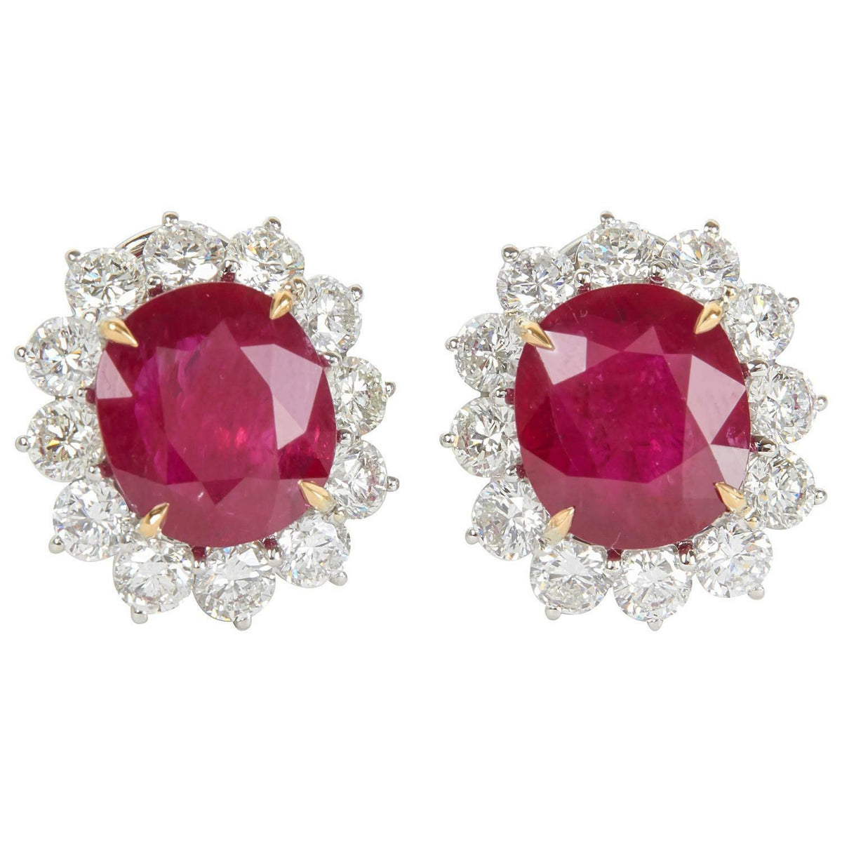 GIA CERTIFIED RUBIES OVAL SHAPE DIAMOND ROUND BRILLIANT SHAPE EARRING