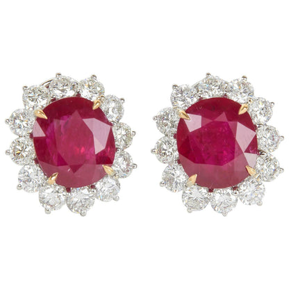 GIA CERTIFIED RUBIES OVAL SHAPE DIAMOND ROUND BRILLIANT SHAPE EARRING