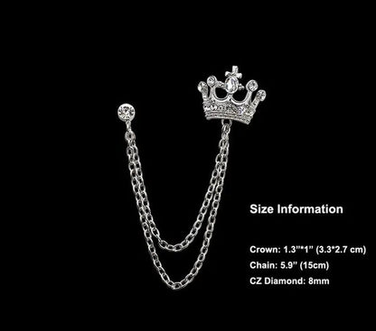 Classic European Crown Brooch Lapel Pin Men Suit Boutonniere Badge Brooches for