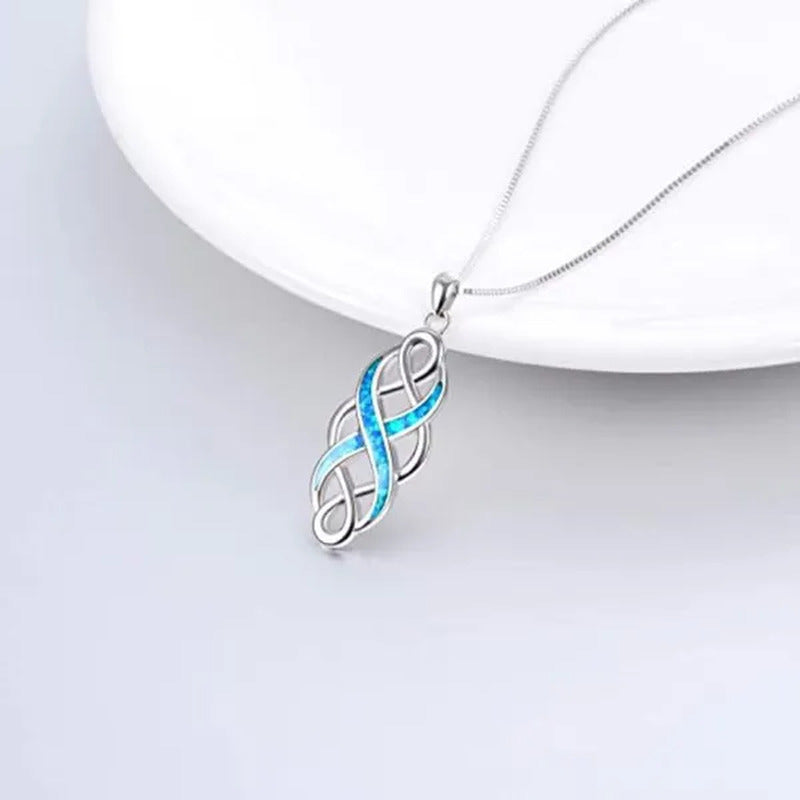 New Fashion 925 Sterling Silver Celtic Knot Necklace for Women Elegant Bridal We
