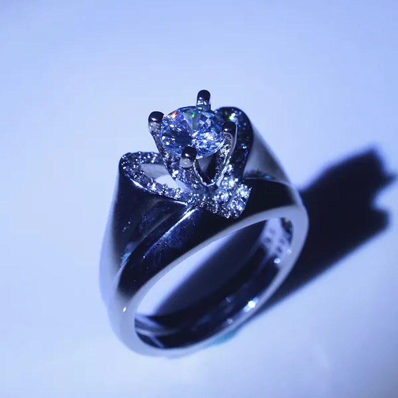 New Fashion Creative Exquisite Women'S Heart Shaped Simulation Zircon Ring Set E