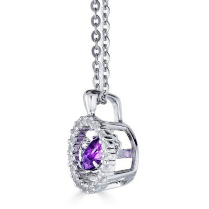 Sterling Silver Dancing Geniune Amethyst and Lab Created White Sapphire Pendant