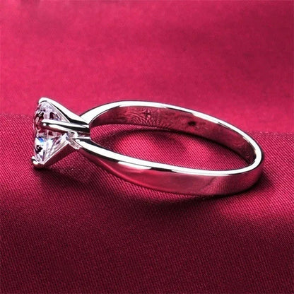 Simple Silver Color Ring Love White Zirconia Women Ring Wedding Anniversary Chri