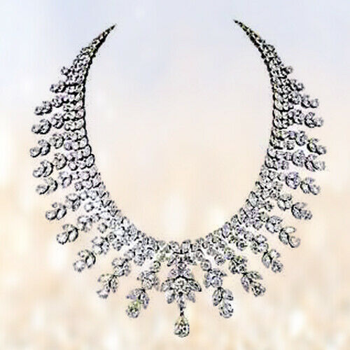 DIAMOND NECKLACE OVER 150 CT DIAMONDS PEAR DROP 2.82 CT PLATINUM