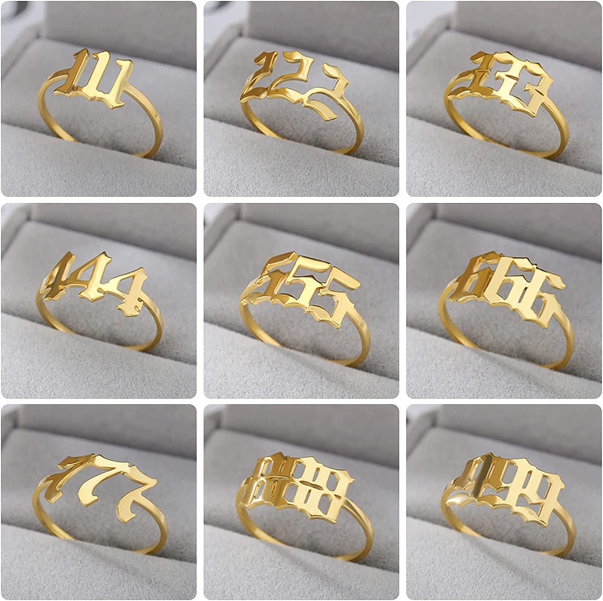 Angel Number Ring, Adjustable Open Cuff Ring Numerology Rings Luck Angel Number