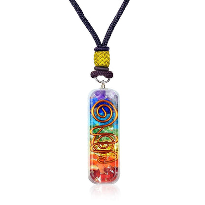 Orgone Chakra Healing Pendant with Adjustable Cord – 7 Chakra Stones Necklace fo