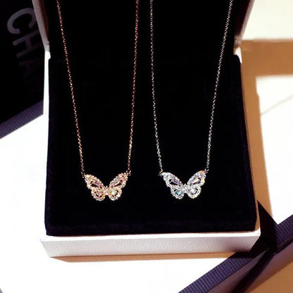 Necklace with Butterfly Pendant Rose Sparkling for Wedding or Valentine'S Gift