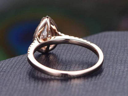 Classic Pear Cut Halo 1.50 Ct Moissanite & Diamond Engagement Ring with 18K Gold