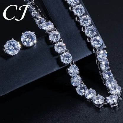 CANDICE Hot Sale 18K White Gold Plated round CZ Diamond Classic Women Wedding Ne
