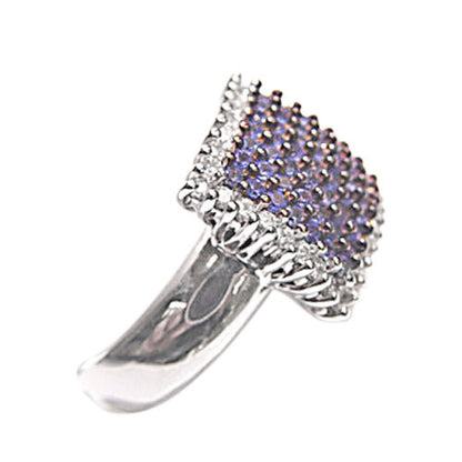SAPPHIRE AND DIAMOND FASHION RING SQUARE OUTLINE SAPPHIRE DIAMOND RING