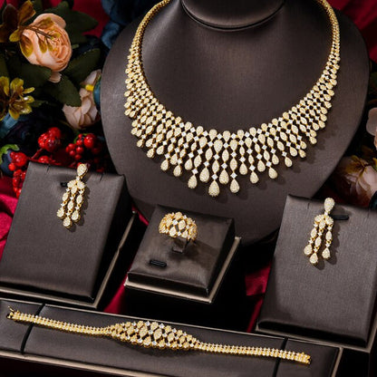 New Trendy 4PCS Full Micro CZ Luxury African Jewelry Set for Women Wedding