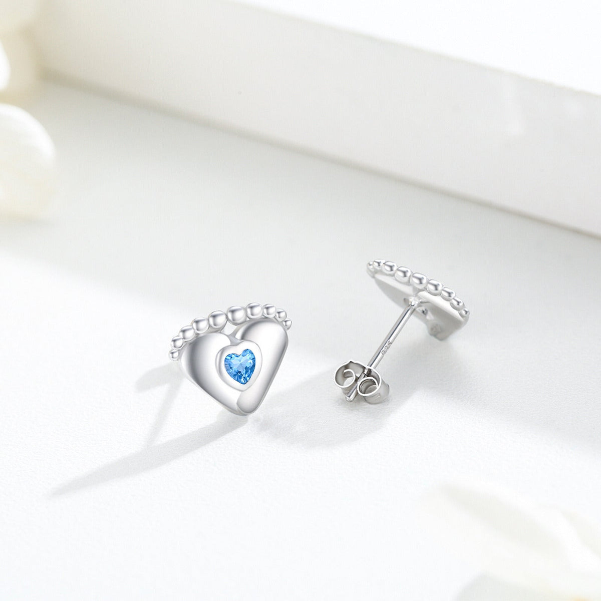 Baby Feet Earrings Birthstone Stud Earrings Baby Feet Footprint Earrings