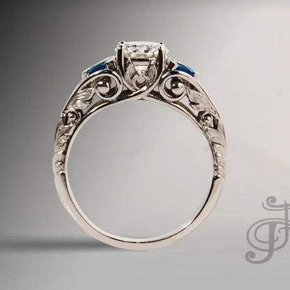 Retro Women'S Ring Princess Cut Diamond Sapphire Antique Proposal Gift Rings Bri
