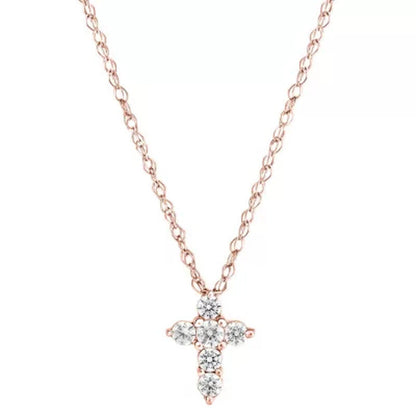 0.08 CT. T.W. Diamond Cross Pendant in 14K Gold