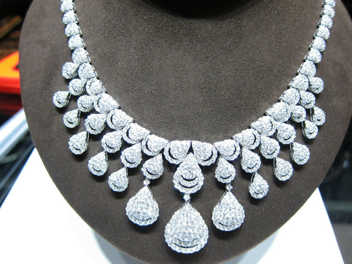 DIAMOND ROUND BRILLIANT SHAPE SET NECKLACE DANGLE DROP STYLE DIAMOND NECKLACE
