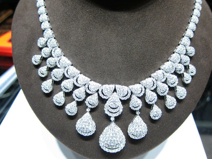DIAMOND ROUND BRILLIANT SHAPE SET NECKLACE DANGLE DROP STYLE DIAMOND NECKLACE