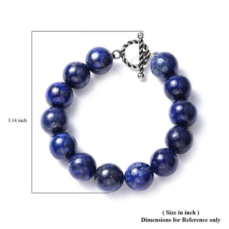Shop LC Lapis Lazuli Beads Bracelet Stainless Steel Her Size 7" Ct 327