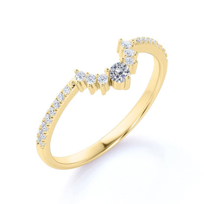 .25 Carat Diamond Crown Matching Ring Band - Contour Stackable Ring - Elegant We
