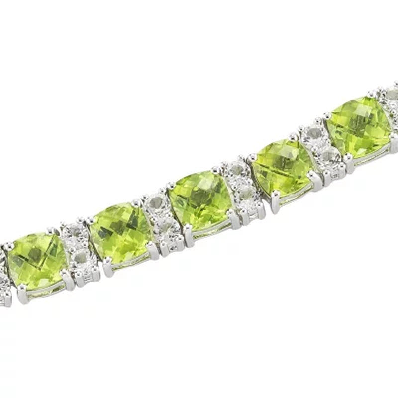 Sterling Silver Peridot and White Sapphire Necklace
