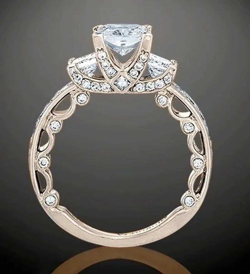 New Exquisite Princess Square Diamond Ring Classic Super Flash Engagement Ring A