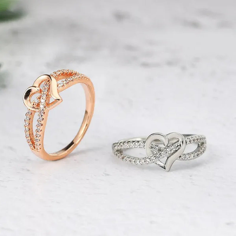 New Infinity Heart Cross Ring Promise Ring Forever Diamond Ring Heart Ring Silve