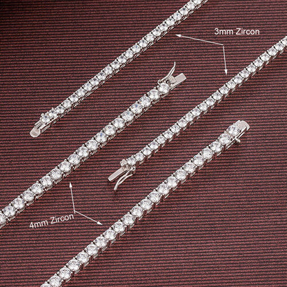 16-24 Inch 100% Guarante Real 925 Sterling Silver Pave 2Mm/3Mm/4Mm Sparkly