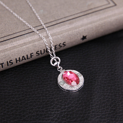 Diamond Peach Ruby Jewelry Set European and American