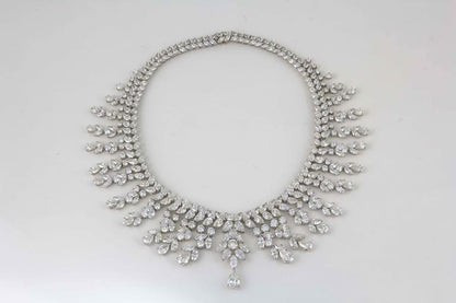 DIAMOND NECKLACE OVER 150 CT DIAMONDS PEAR DROP 2.82 CT PLATINUM