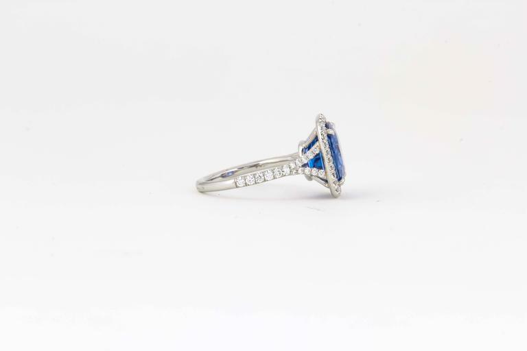 agl certified 6.58 ct sapphire cushion shape ceylon halo .52 ct round diamond
